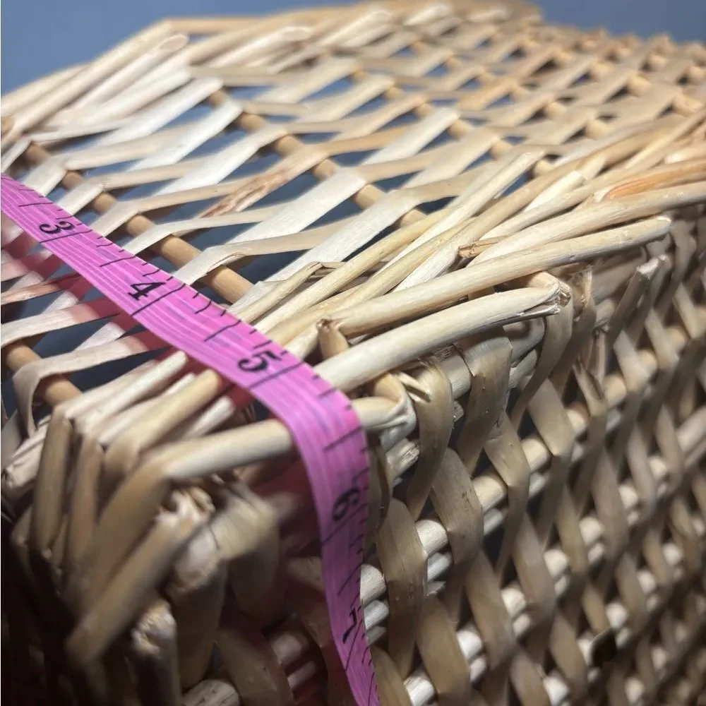 Square Wicker Basket Brown Woven Rattan Display Decor Organizer EPC